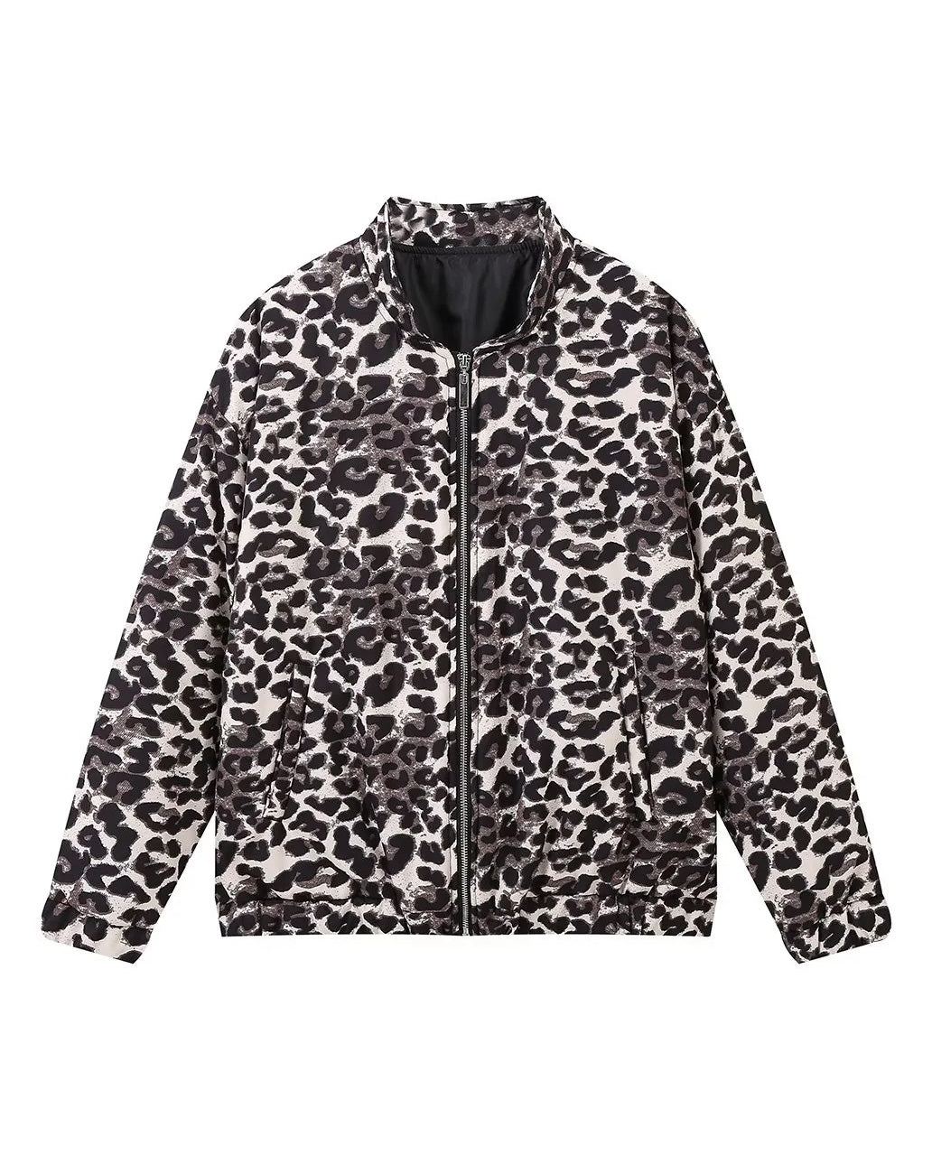 Chic Leopard Print Cropped Zip-Up Jacket for Stylish Layers