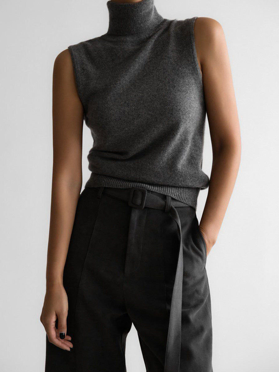 ShoptheCIC Simple Turtleneck Vest Sweater for Effortless Style