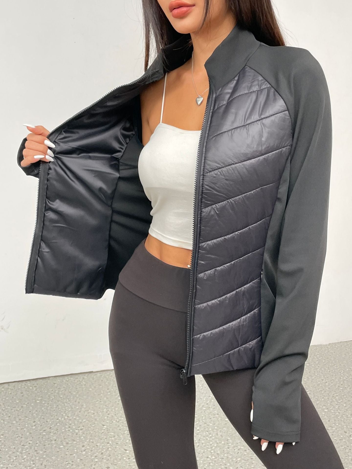 Elevate Your Style with Black Slim Patchwork Cotton Coat