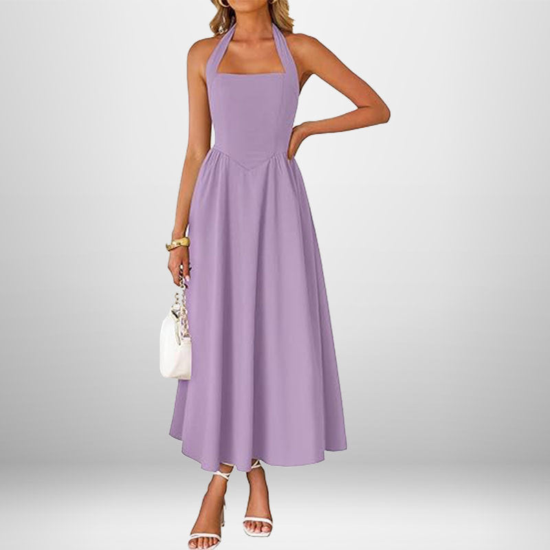Halter Square Neck Pocket Fit and Flare Midi Dress 7