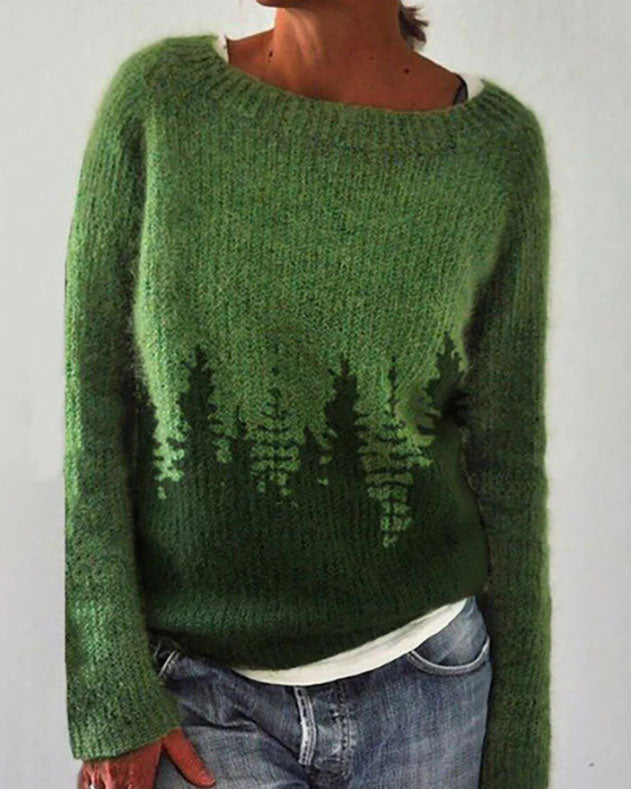 ShoptheCIC Forest Pattern Pullover Sweater for Cozy Style
