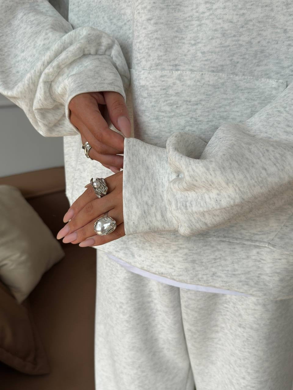 Zippered Half-High Collar Pullover and Wide-Leg Pants Set