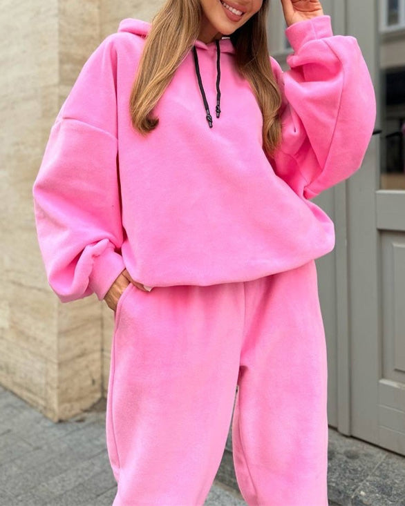 Cozy Campus Crew Polar Fleece Hoodie and Sweatpants Set