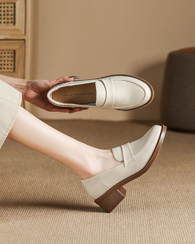 Thick low heels round toes Versatile Loafers