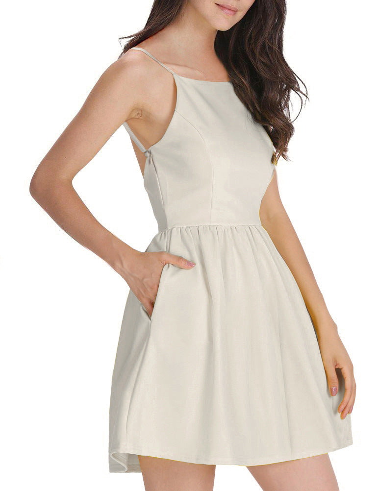 Magali Pocketed Babydoll Dress - Cream - Fashionpara