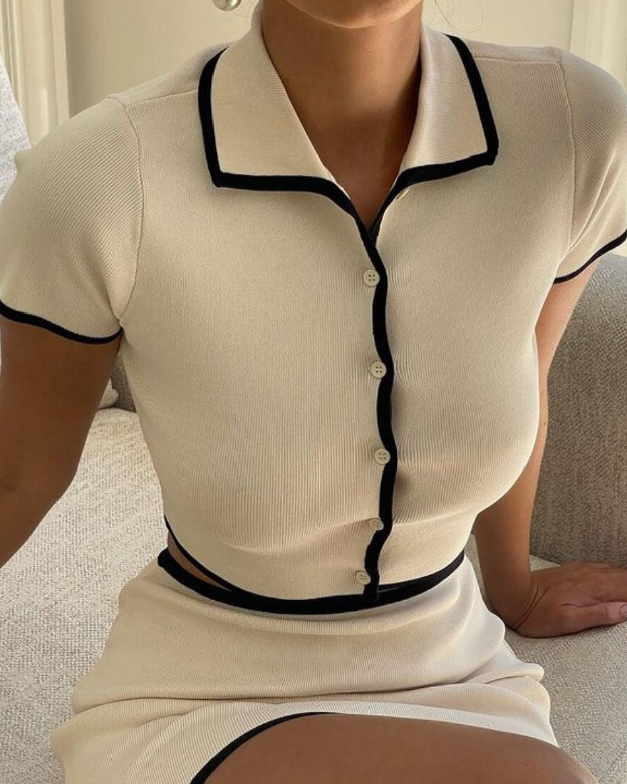 Black Knit Cropped Cardigan and Bodycon Mini Skirt Set