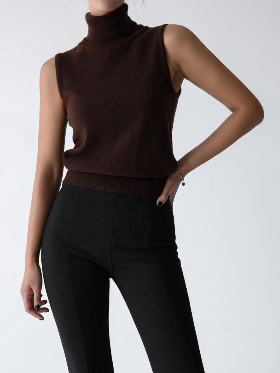 ShoptheCIC Simple Turtleneck Vest Sweater for Effortless Style