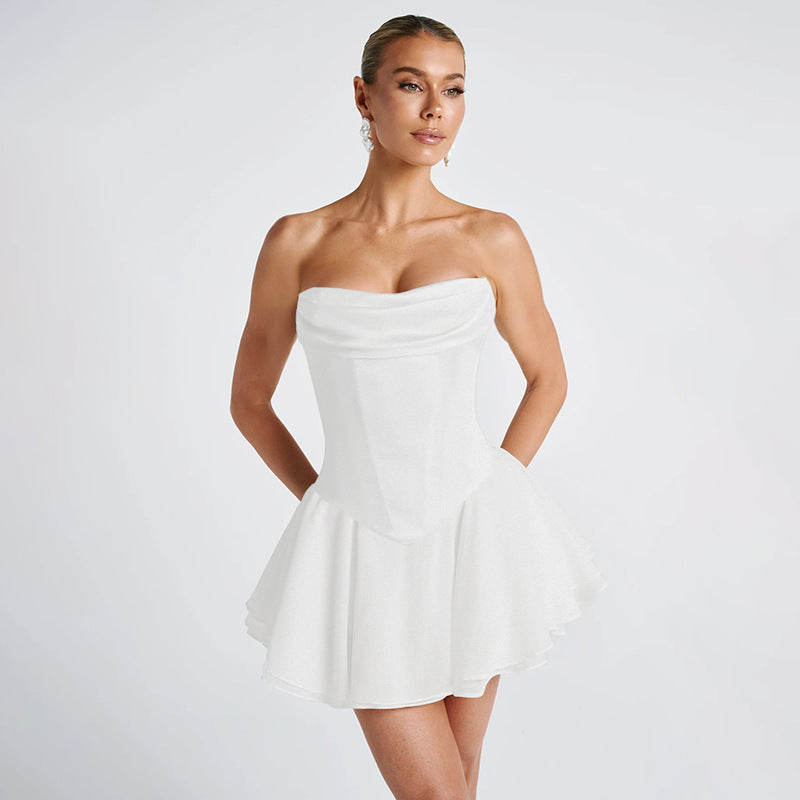Fring Tube Dress - White