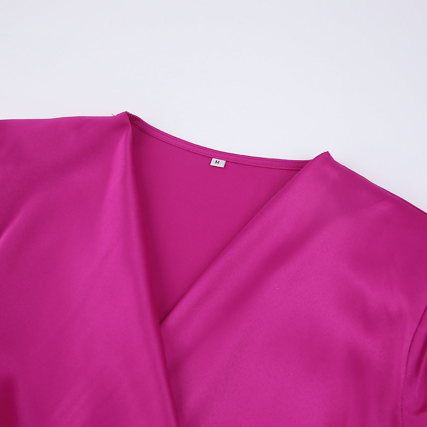Didi Satin Drape Mini Dress - Bright Fuchsia