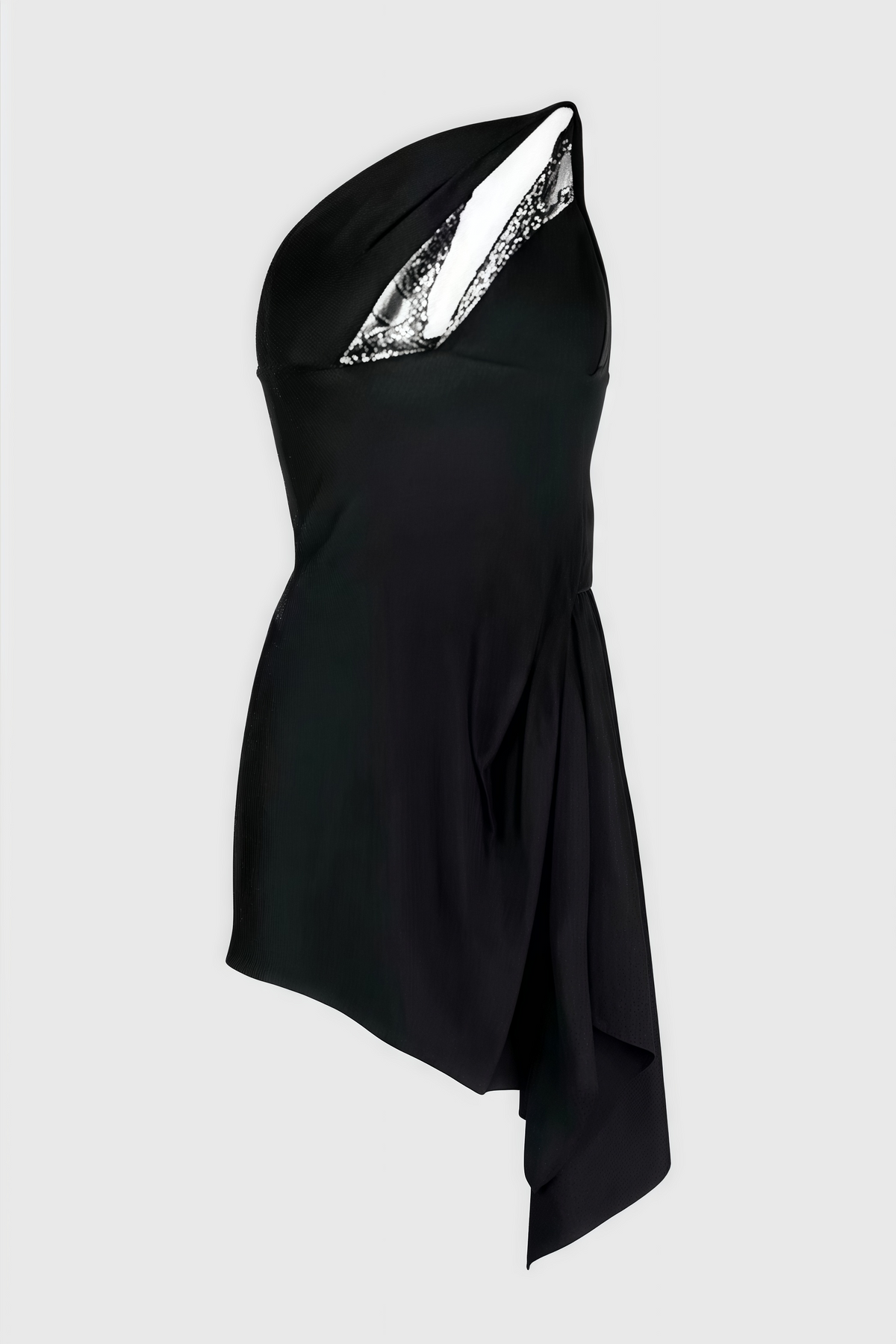 Miroa Slant Shoulder Lace Cutout Mini Dress - View 4