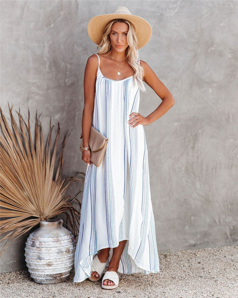 Striped Scoop Neck Sleeveless Maxi Dress