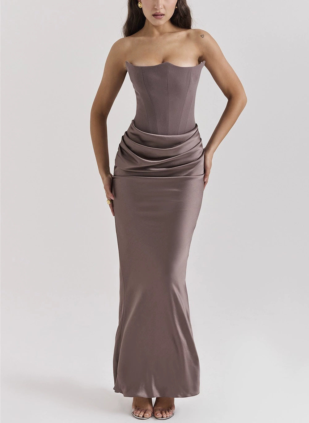 Strapless Backless Fitted Evening Gown Dress - Fashionpara