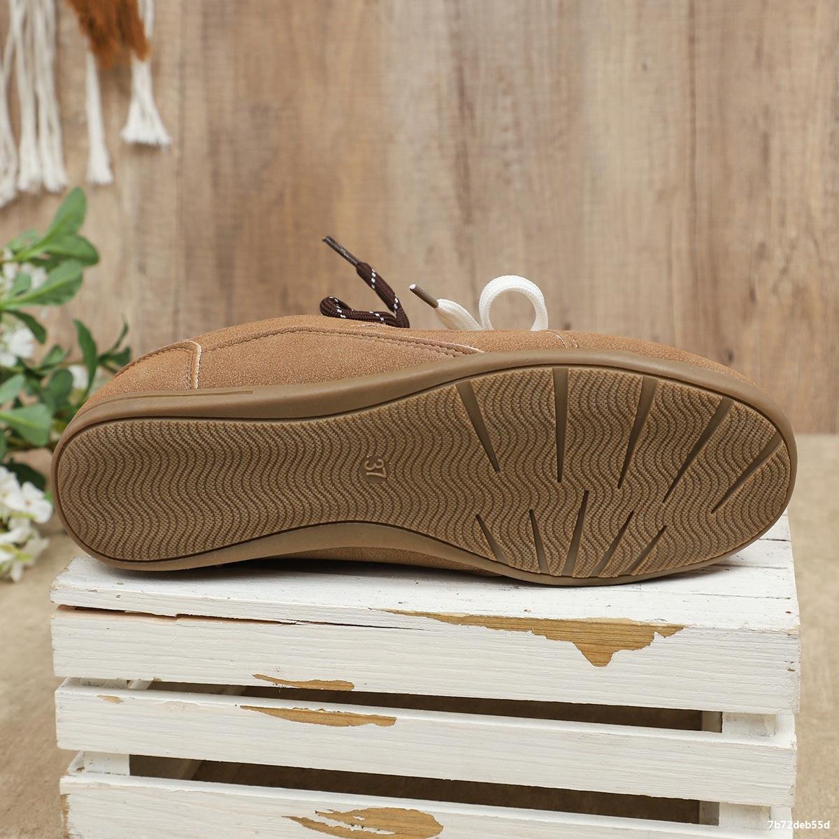 Retro leopard print double lace flat shoes