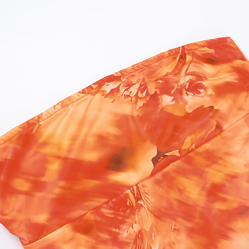 Watercolor Print Strapless Empire Column Maxi Dress 11