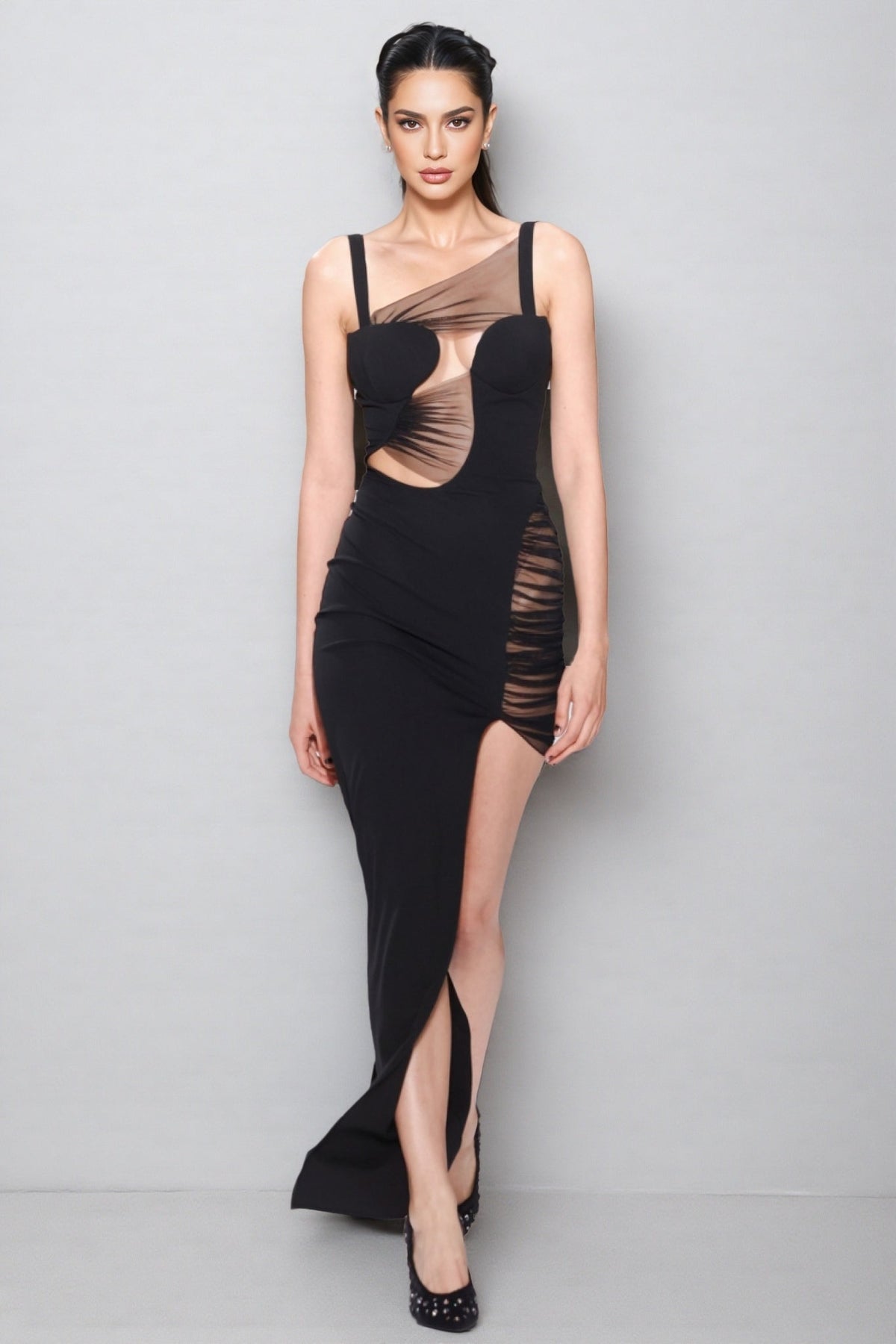 Brielle Mesh Bandage Midi Dress