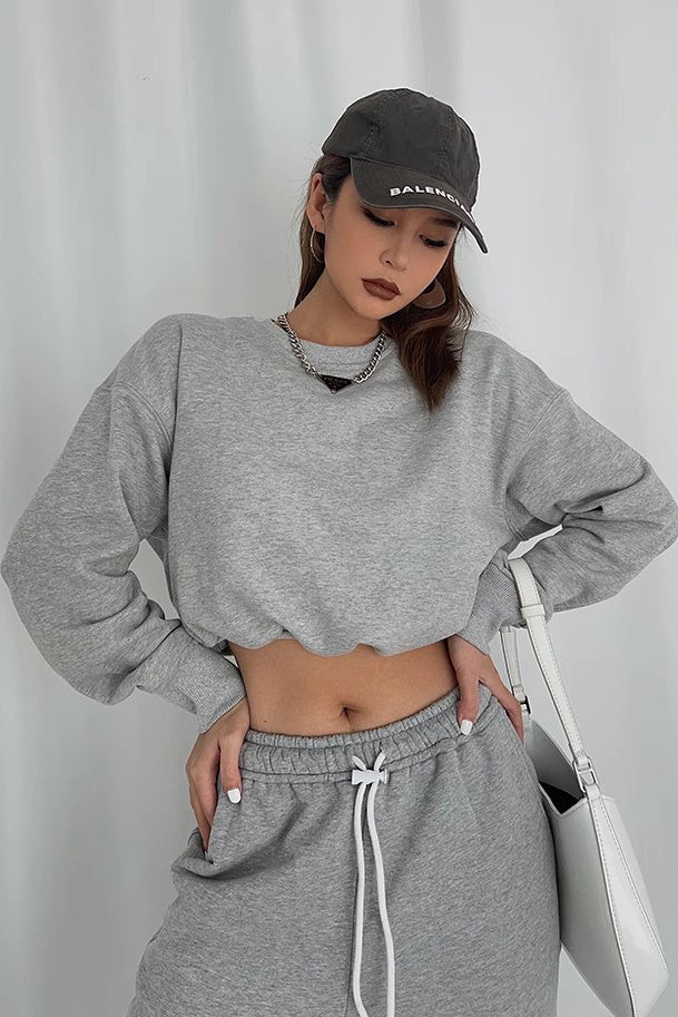 Orro Shop Crew Neck Long Sleeve Crop Sweater for Style
