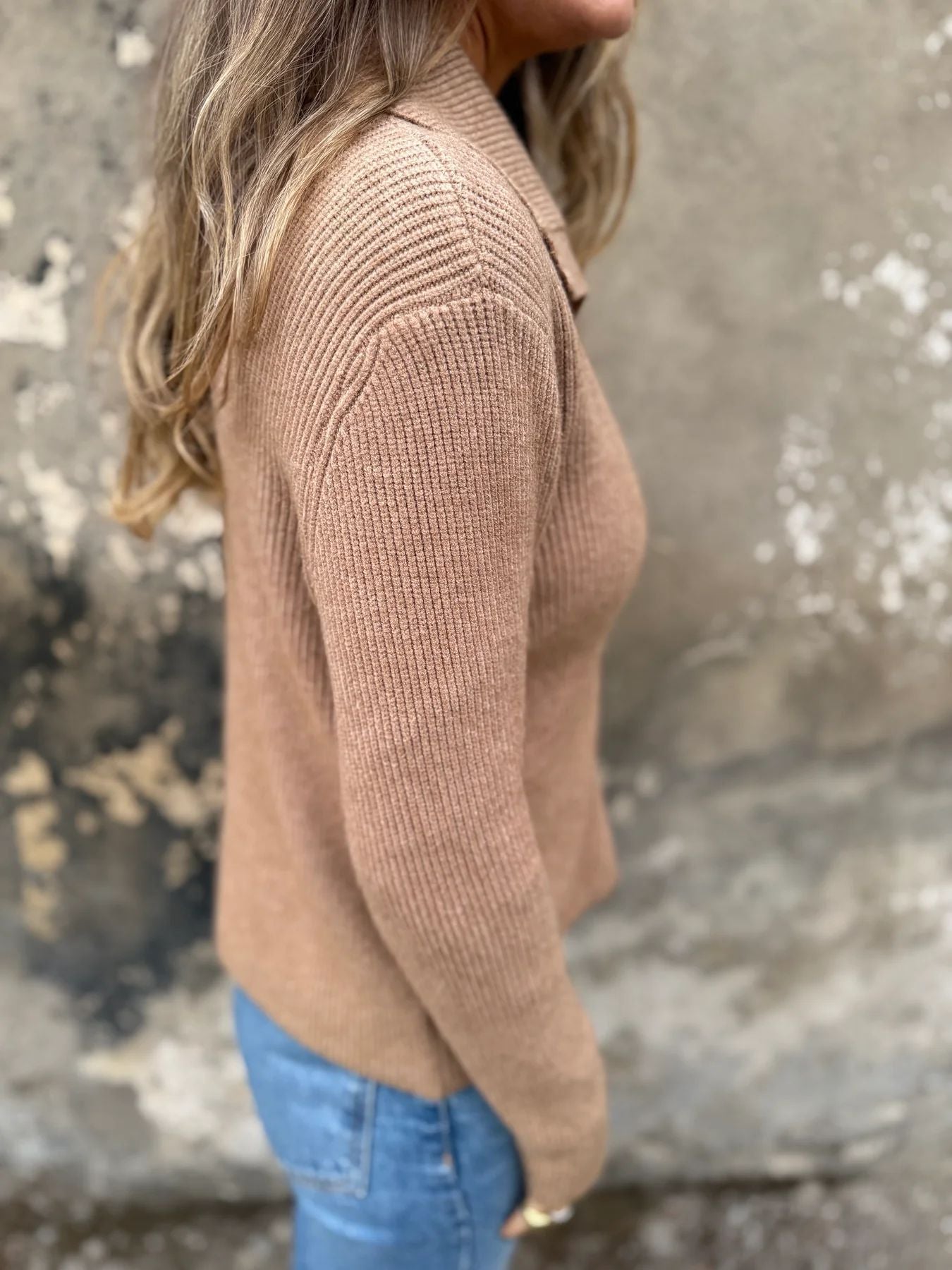 ShoptheCIC Loose Cropped Button Lapel Sweater Jacket