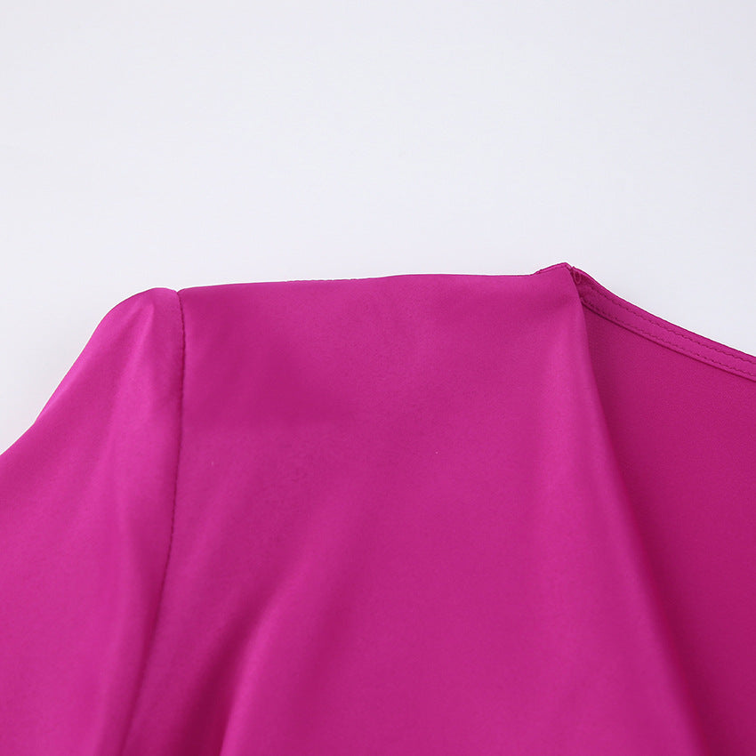 Didi Satin Drape Mini Dress - Bright Fuchsia