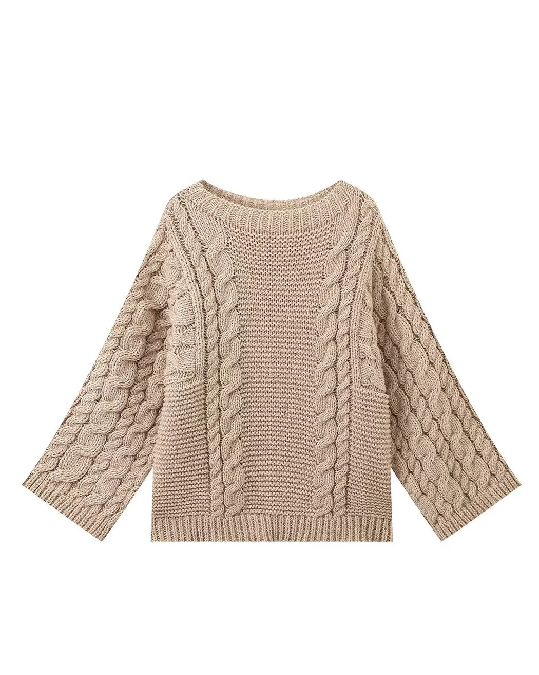 Golden Rhine Knitted Bell Sleeve Sweater in Soft Cozy Style