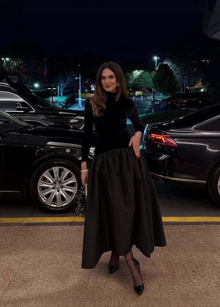 Elise Velvet & Taffeta Maxi Dress - View 7