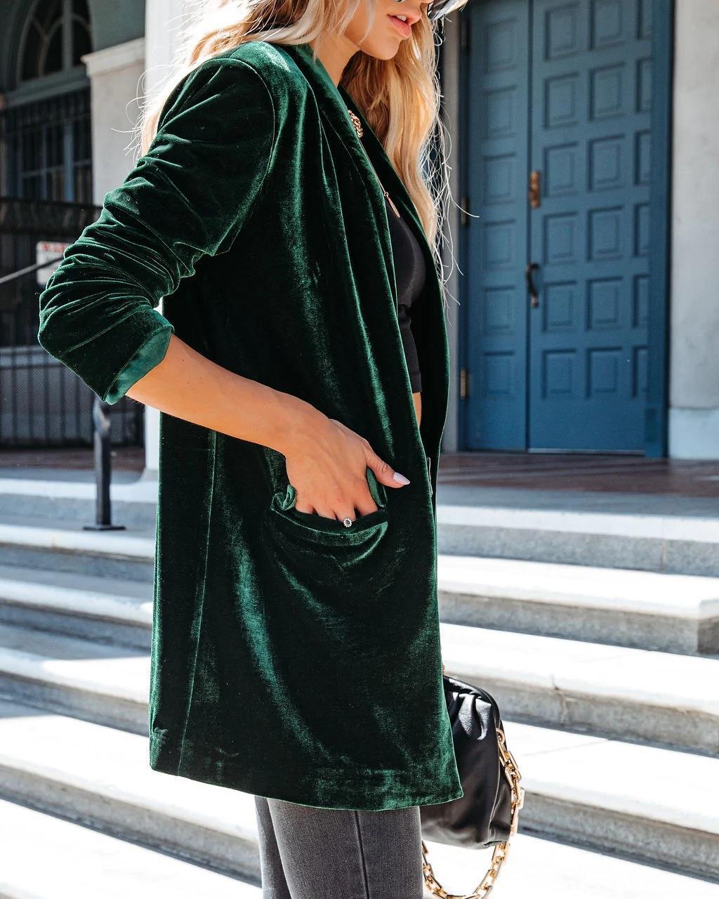 ShoptheCIC Luxe Velvet Cardigan Coat for Effortless Style