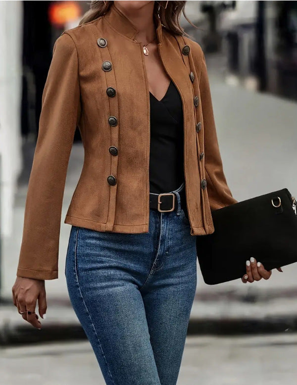 ShoptheCIC Vintage Cropped Suede Double Breasted Jacket