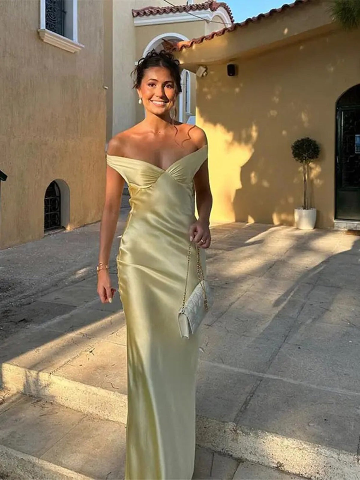 Satin Off Shoulder Sweetheart Maxi Dress 7