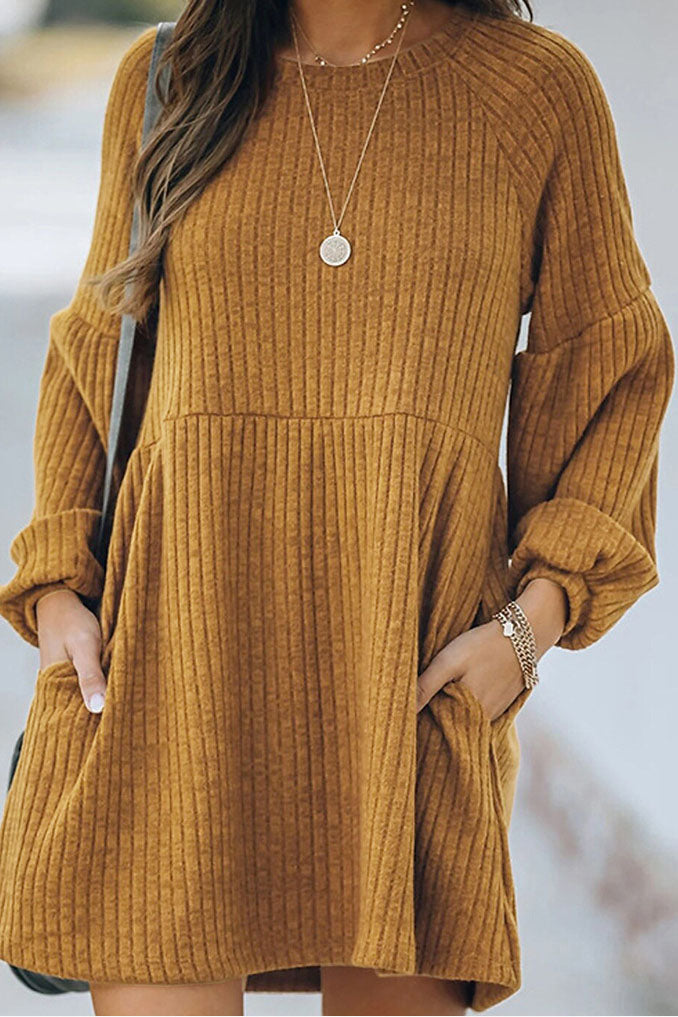 Catch Yourself Bubble Sleeve Sweater Dress in Chic Style