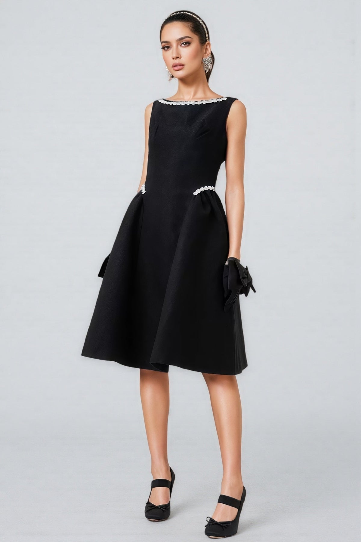 Sequin Pearl 3D Floral Midi Dress - View 2