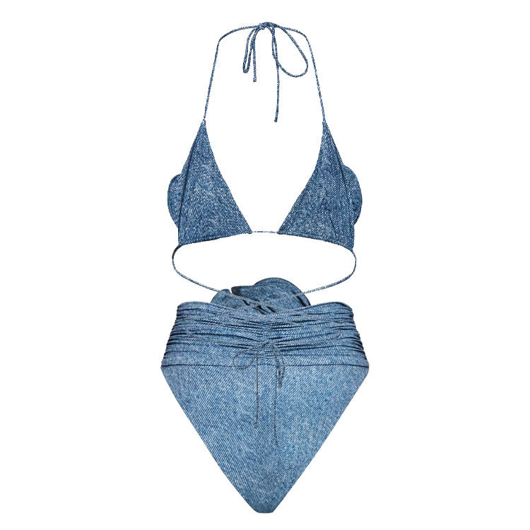 Denim Drip Bikini  - Blue