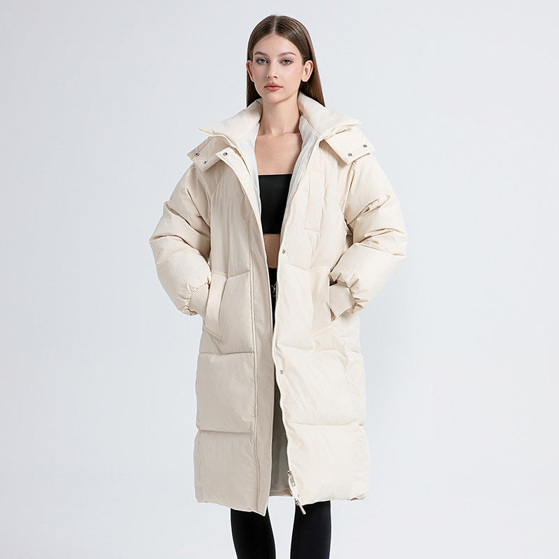Hooded Zip Front Longline Puffer Coat 2