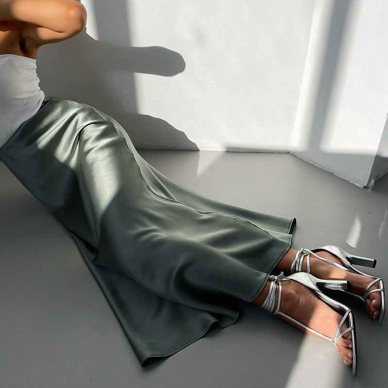 Soft Trumpet High Waist Satin Skirts