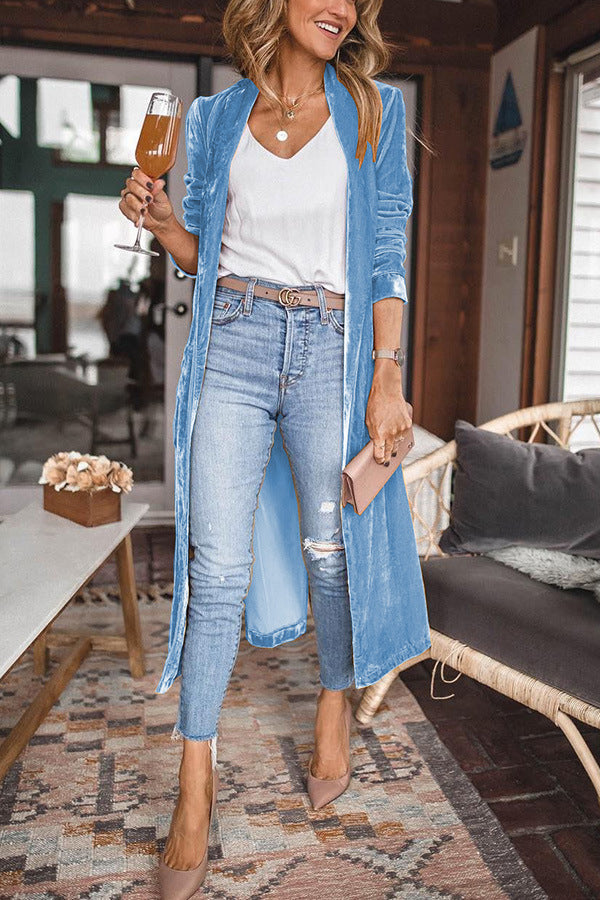 ShoptheCIC Velvet Cardigan Coat for Effortless Elegance