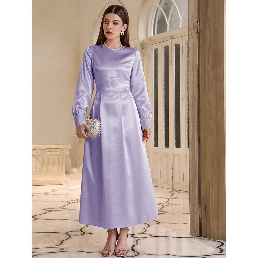 Ladies Casual High Waist Maxi Dress Light Purple Coat Maxi Dress - Fashionpara