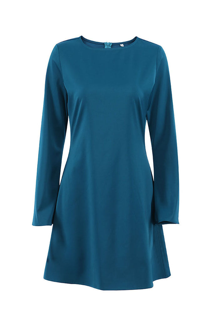 Flared Sleeves Satin High Waist Dress - Fashionpara