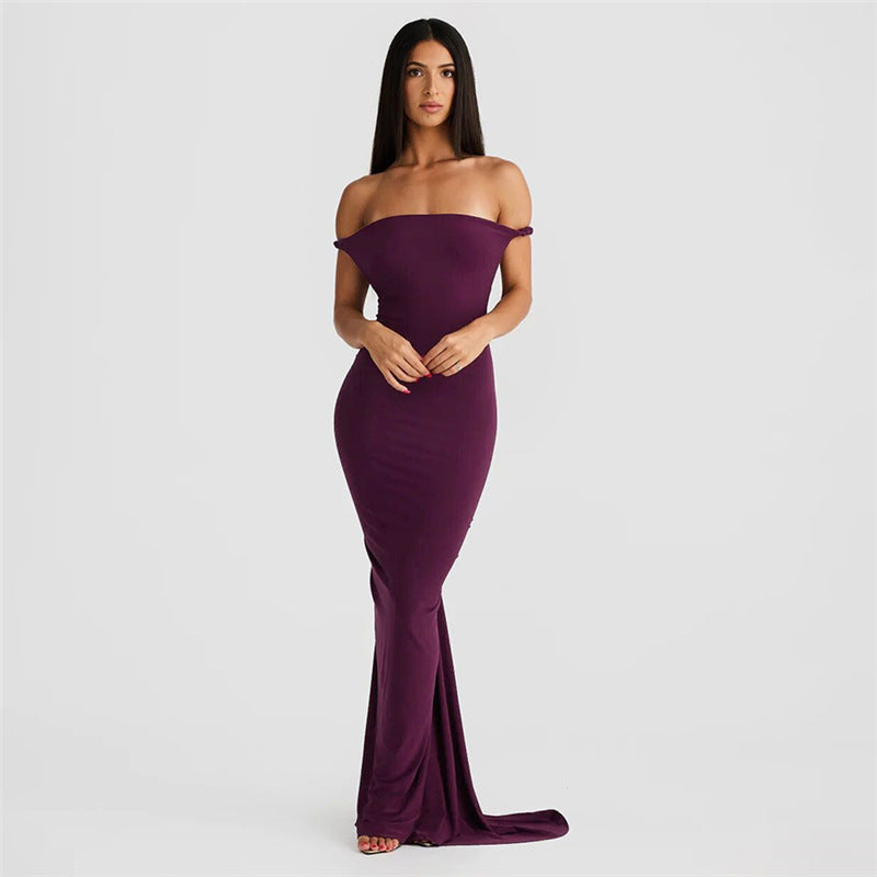 One-Shoulder Cap-Sleeve Bodycon Mermaid Maxi Dress 2