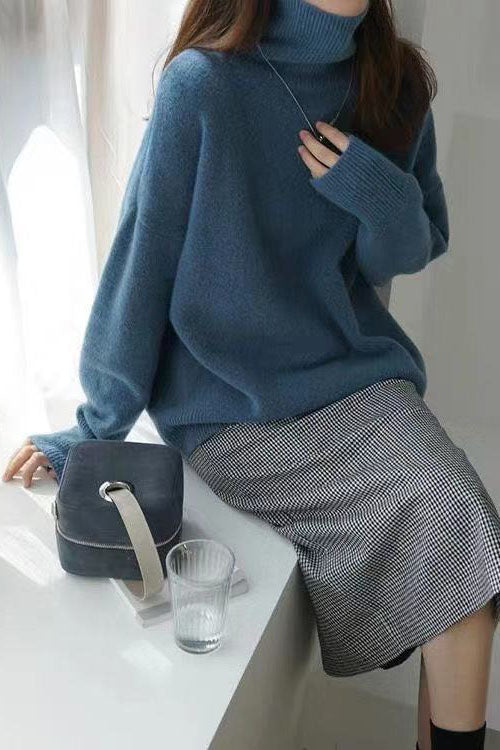 ShoptheCIC Cozy Loose Fit Turtleneck Knitted Sweater