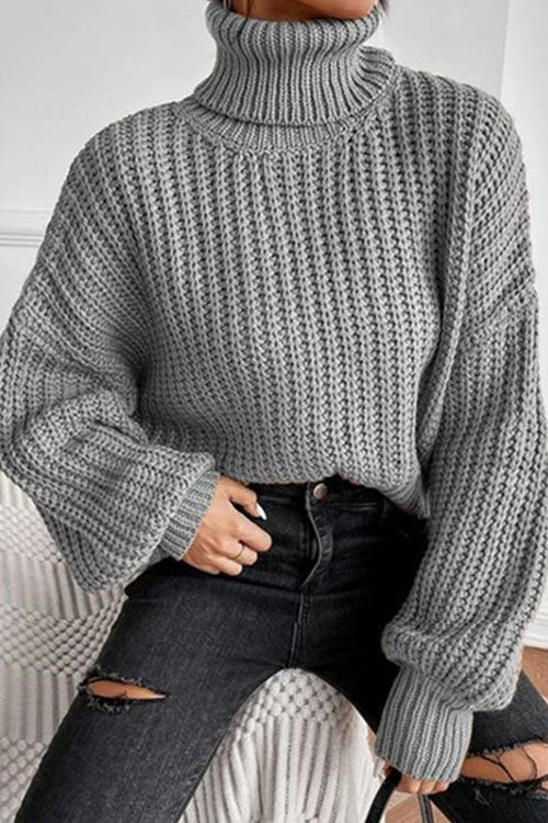 Leave It All Behind Cropped Turtleneck Sweater in Style
