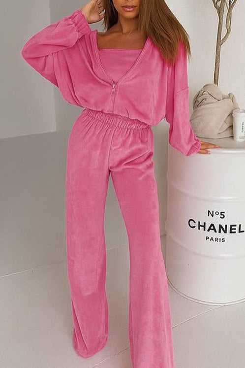 Chic Hooded Cardigan and Wide-Leg Pants for Effortless Style