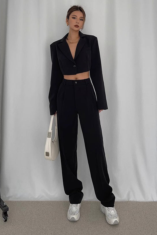 Nature High Waist Straight Leg Slant Pocket Pants