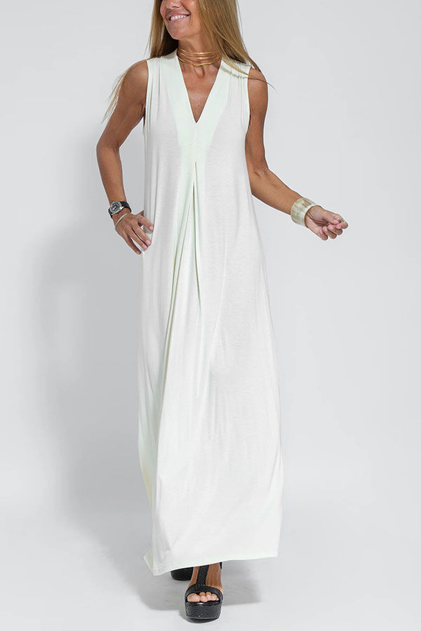 Sleeveless V-neck Elegant Long Dress with Matching Cardigan