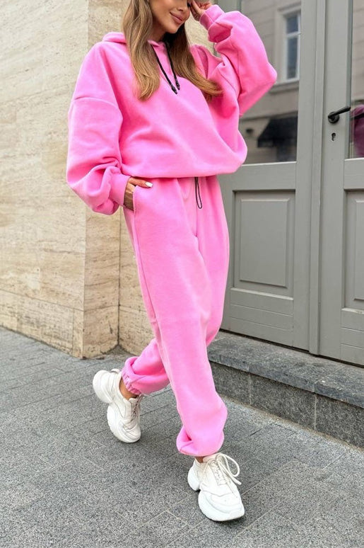 Cozy Campus Crew Polar Fleece Hoodie and Sweatpants Set