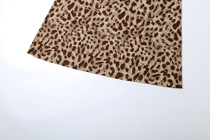 Leopard Aura Midi Dress - Brown