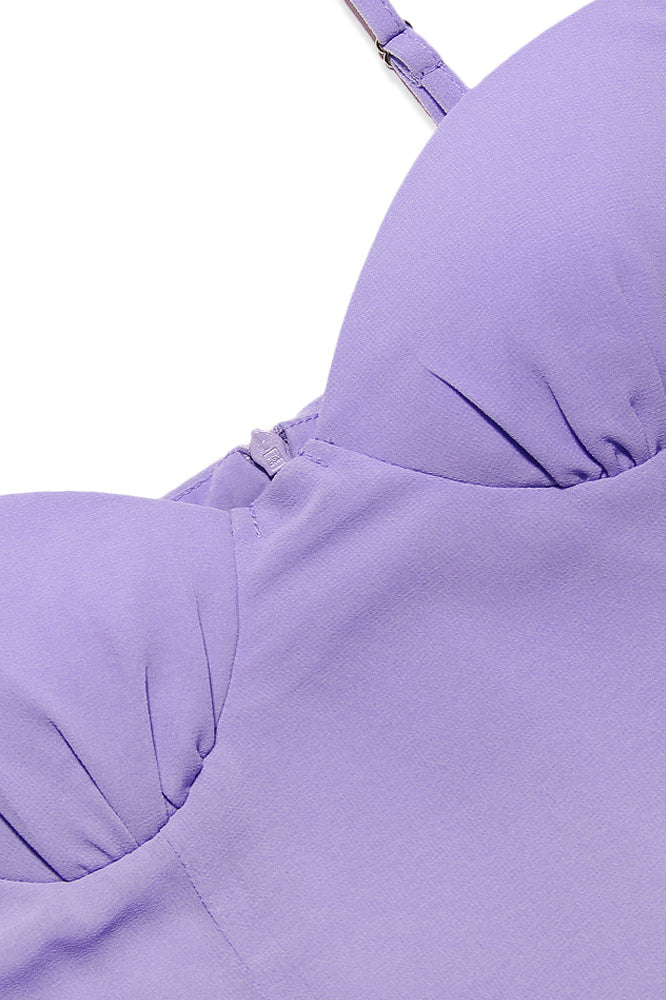 Glamorous Solid Sweetheart Summer Chiffon Mini Sundress - Lilac