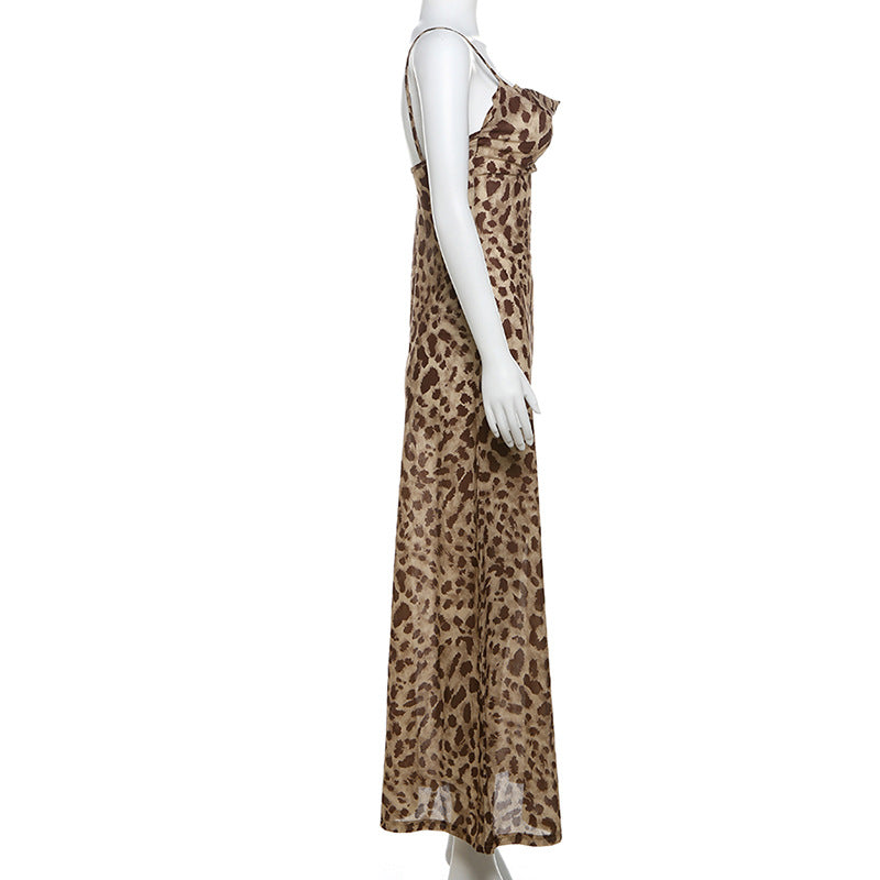 Leopard Aura Midi Dress - Brown