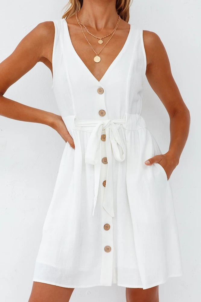 Francis Cotton Pocketed Button Down Shirt Dress