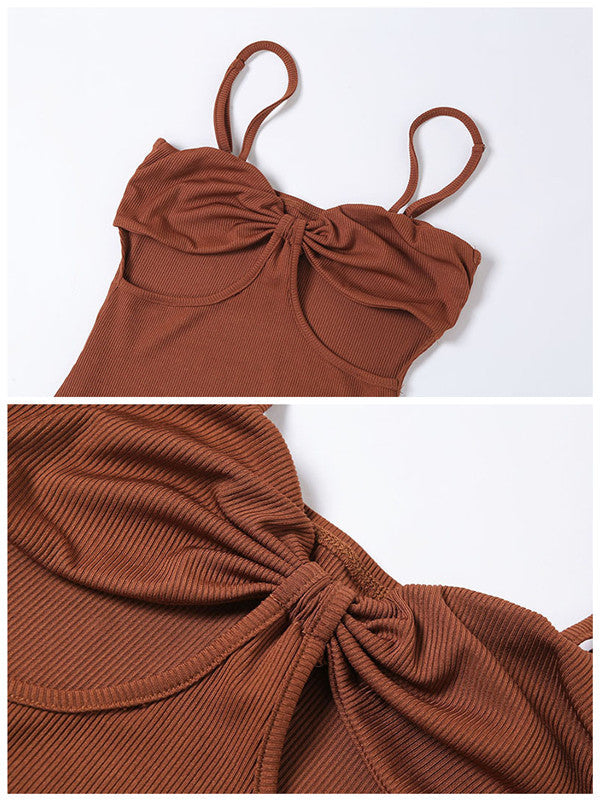 Spaghetti Strap Cut Out Backless Maxi Corset Dress - Fashionpara