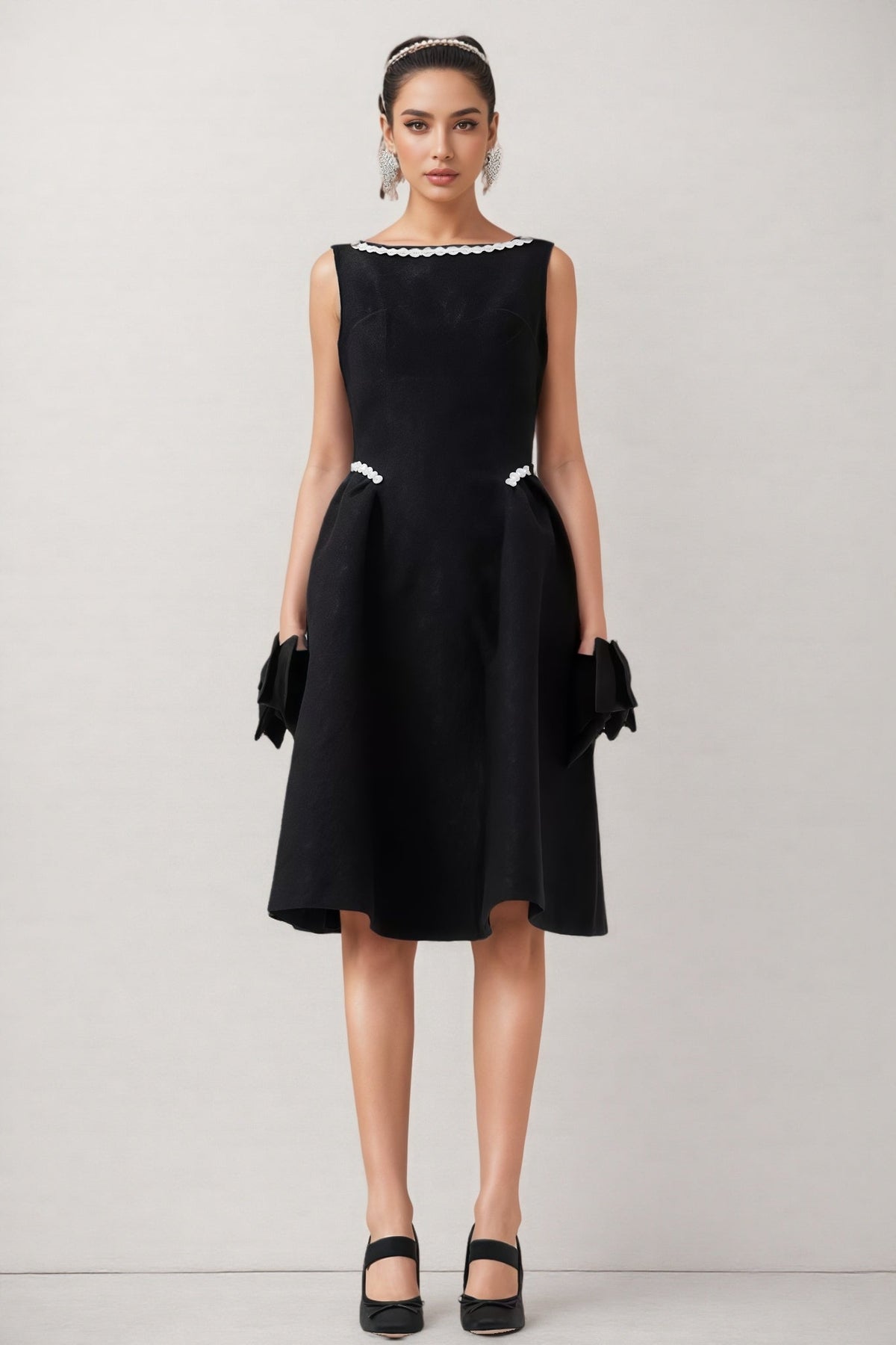 Sequin Pearl 3D Floral Midi Dress