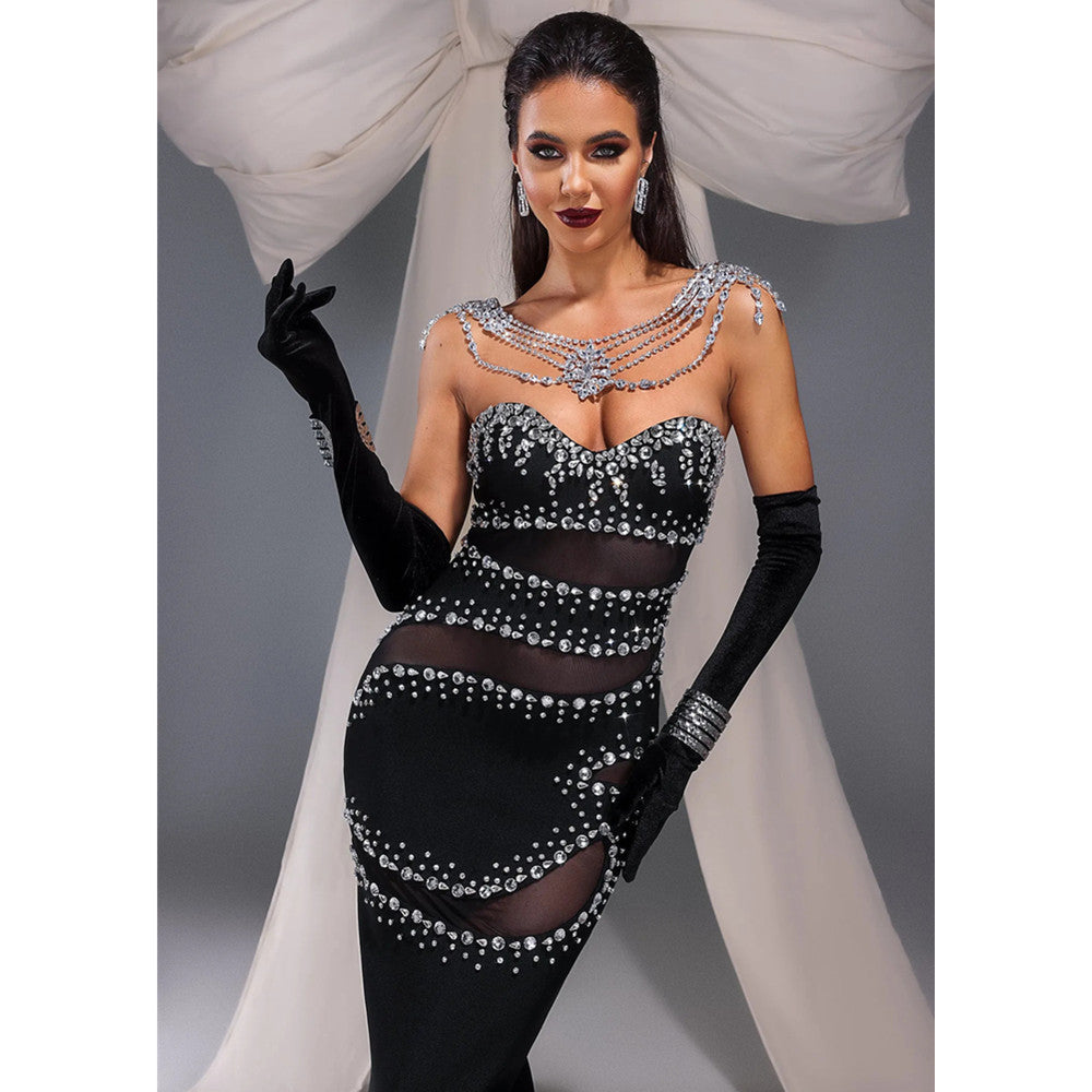 Sexy Glitter Bodycon Bandage Dress Party Prom Dress