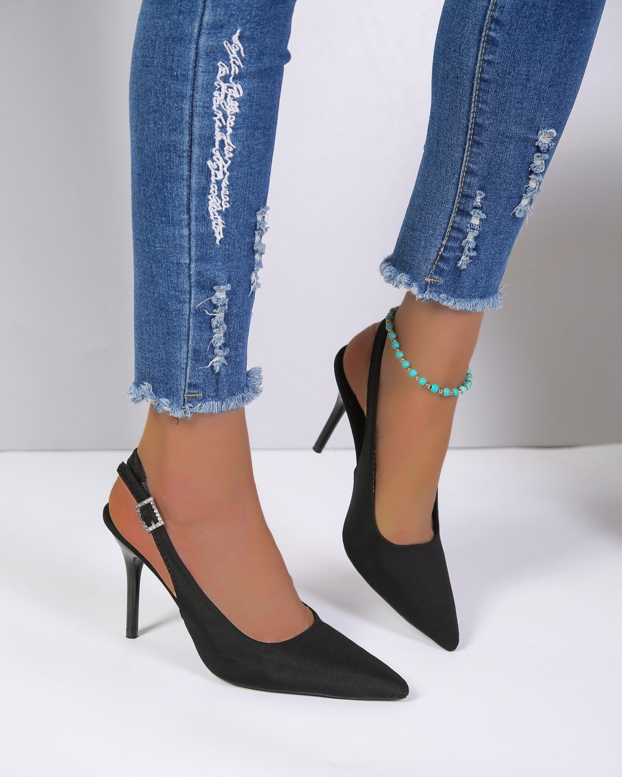 Pointed Toe High Heel Ankle Strap Sandals